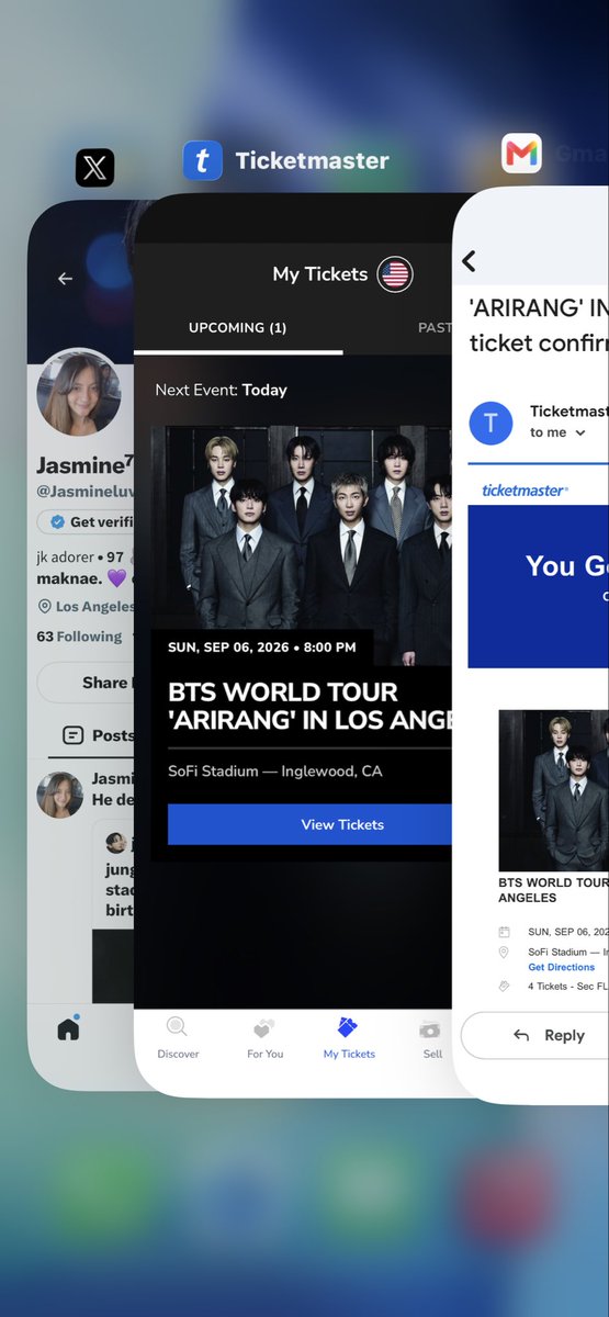 Jasmineluv_7's tweet photo. Giving out 4 BTS tickets VIP 9/6 Day 4
- $400 each
- Soundcheck included
-SoFi Los Angeles LA
- ref: we can’t attend anymore 😭
- so we're looking to sell our tickets to ARMIES who can enjoy the event💜

wts wtb iso tix September 6th Sunday bts arirang D4 CA https://t.co/xnqOHXRu1I