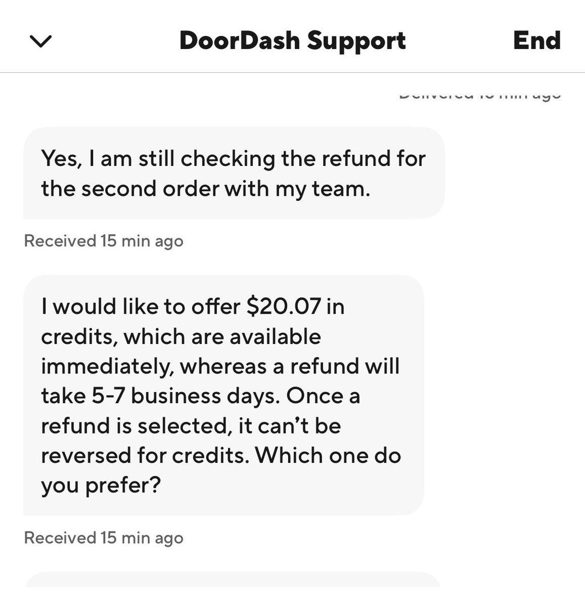 laurelizatech's tweet photo. So.. apparently @DoorDash_Help new grift is when the store is out of stock with your item, they pressure you to take the refund as DD credits. If you don’t, because you can’t get your item on DD now, then they try to KEEP YOUR MONEY BY STEALING IT FROM YOU! No refunds, sorry. https://t.co/0PslQzx7ka