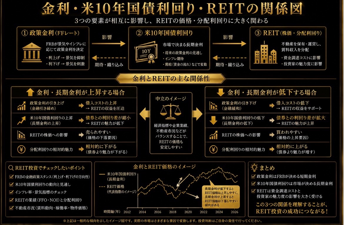 usagipaisenn's tweet photo. 米国REITを見るなら「政策金利」だけでは不十分。

重要なのが
👉米10年国債利回り

政策金利＝FRBが決める短期金利
10年国債利回り＝市場で決まる長期金利

この違いを知ると、REITの値動きが見やすくなります。

#米国REIT #投資 https://t.co/cM6ZLFxcYl