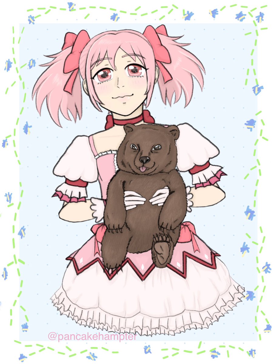 Pancakehampter's tweet photo. Madoka Kaname holding a bear cub. ^ ^
#madokamagica https://t.co/RLUXTH5WAC