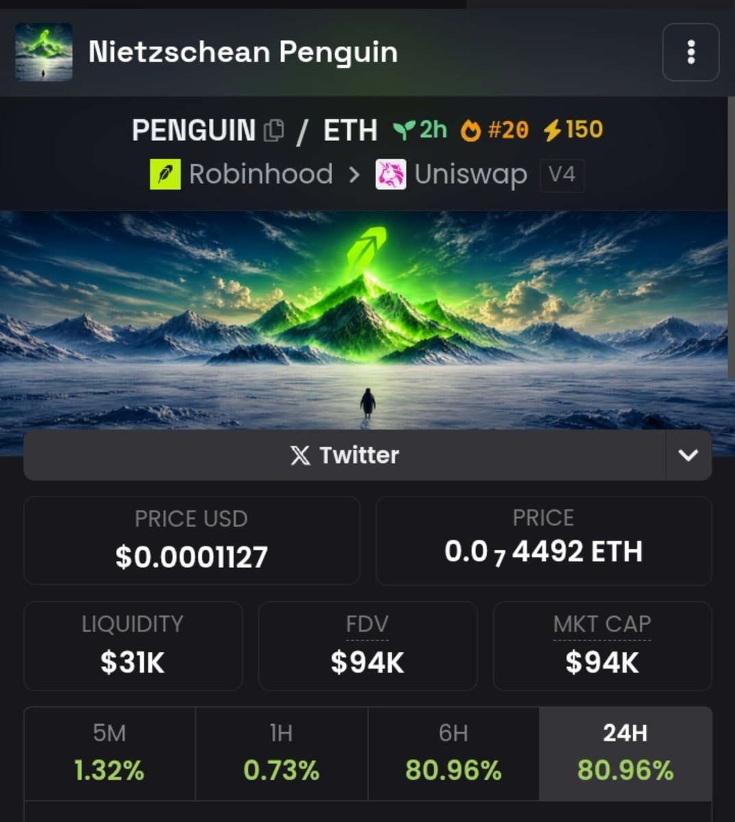 IAmCryptoWolfy's tweet photo. Burned 160,000,000 in total of $PENGUIN on robinhood for the culture

 Ca:
0xe2Ec718DbBB81D0a50bDf0D21342e34162B11415 https://t.co/NCBIWRdKVc