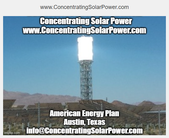 AmericasNRGplan's tweet photo. #ConcentratingSolarPower

https://t.co/QdnmPVPiCL
Austin, TX
info@ConcentratingSolarPower.com

#ParabolicTrough .com
#SolarDesalination .com
#CarbonFreeEnergy .com
#InlandDesalination .com
#EnergyWaterNexus .com
#MoltenSaltStorage .com
#DecentralizedEnergy .com
#CSP #Desalination https://t.co/Q5Y2RC0EjF