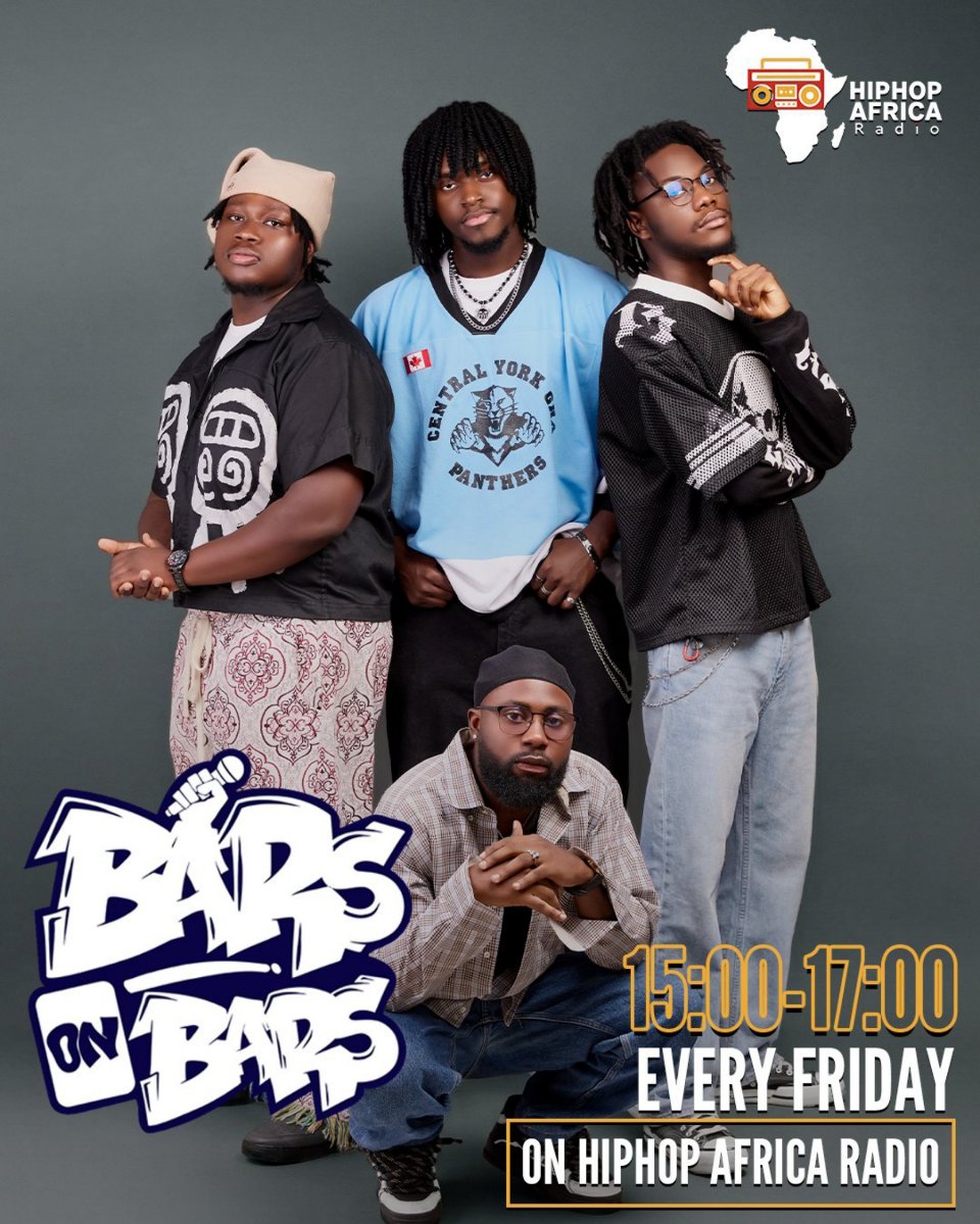 Hiphopafricaa's tweet photo. Tune in to BARS ON BARS every Friday from 3:00 PM to 5:00 PM on HipHop Africa Radio.
Join our talented hosts for deep dives into rap, lyric breakdowns, and the latest in the hip-hop scene.
๐ Donโt miss out on the actionโcatch us live at https://t.co/y4iQPX7hL2
#BarsOnBars #HipHopAfrica #SupportLocalArtists