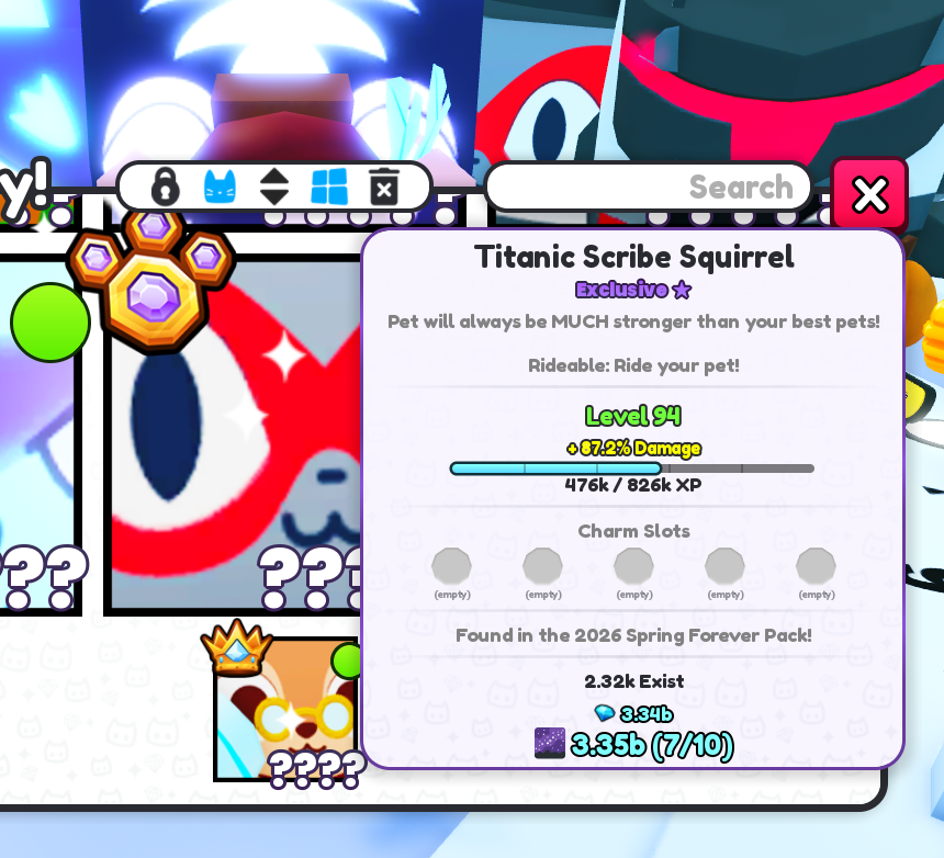 NingThunder's tweet photo. Titanic Scribe Squirrel Giveaway! (Pet Simulator 99) 

To Enter:  
- Follow @NingThunder
- Like &amp; Retweet
- Comment your username
- Optional: Tag a friend for extra luck

🎉 A Winner will be announced in 5 days!
  
#PetSimulator99 #PetSim99 #Giveaway https://t.co/QxO5fA2Krj