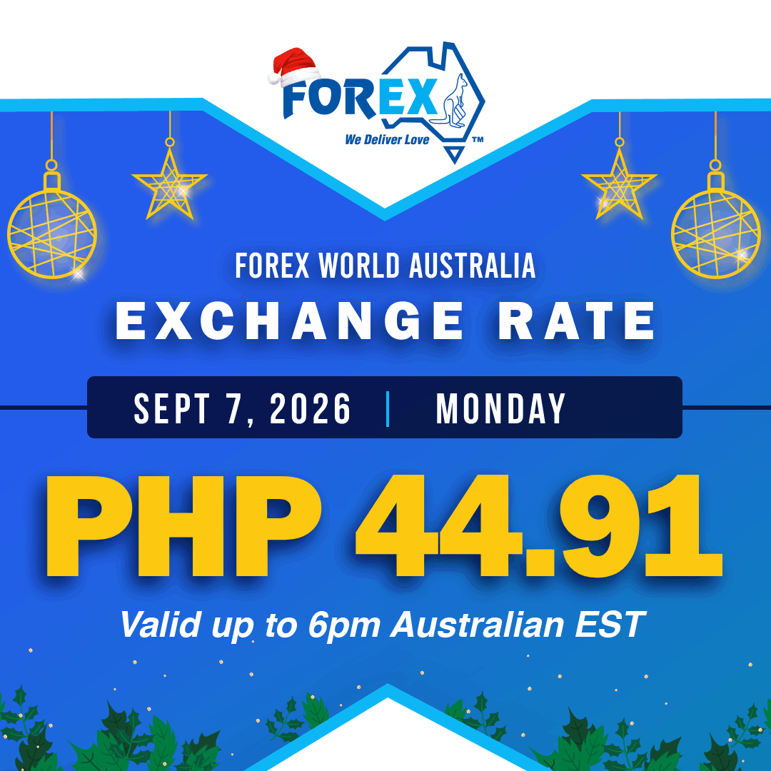 forexworldAUS's tweet photo. Forex World Australia Exchange Rate September 7, 2026 (Mon) is PHP 44.91 valid up to 6pm Australian EST.
https://t.co/HPhizfAaX2 https://t.co/W2KU93NPGP