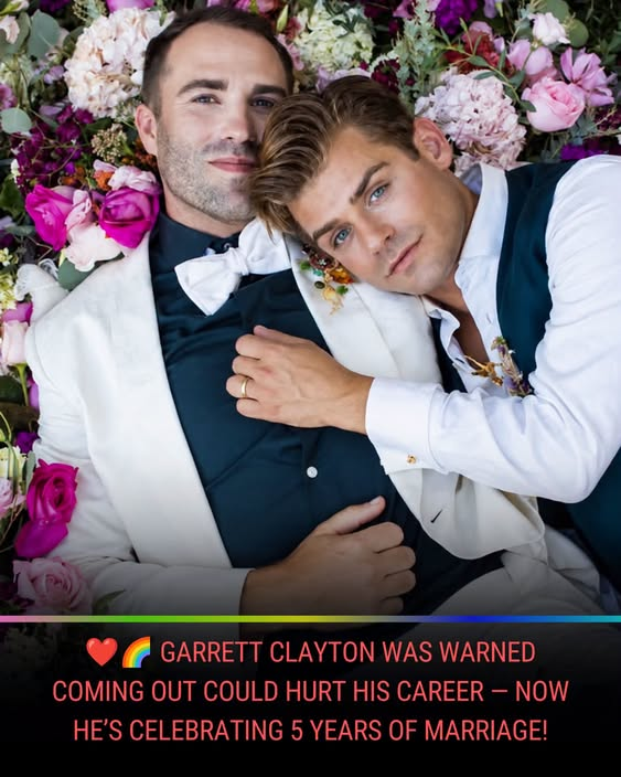 DirtySweetStyle's tweet photo. Teen Beach Movie star Garrett Clayton and now-husband Blake Knight have been together for 15 years. They fell in love in LA, got engaged in Iceland and married in 2021. Garrett came out in 2018, having already been with Blake for years. The relationship Hollywood once told him to keep quiet? Still going strong. 15 years together. 5 years married.