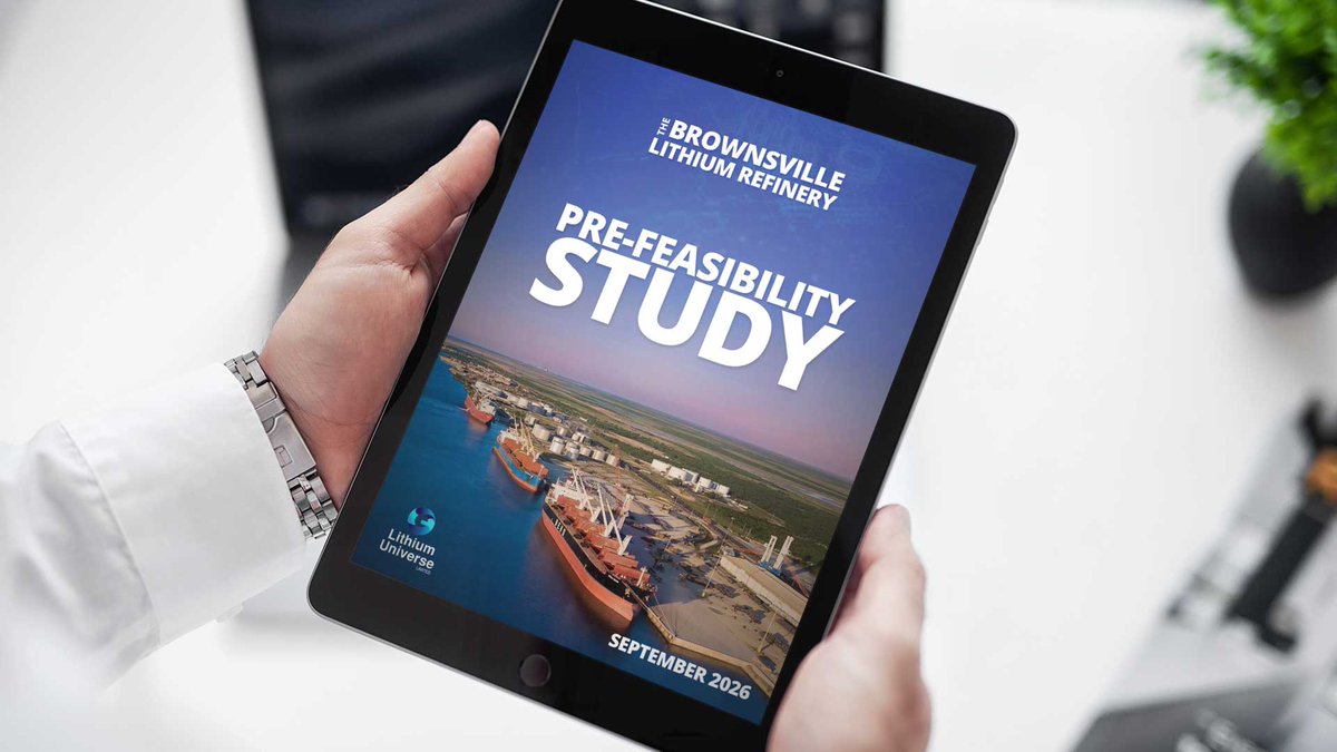LithiumUniverse's tweet photo. Lithium Universe $LU7 is excited to announce the release of a positive Brownsville #Lithium Refinery Pre-Feasibility Study, which demonstrates the project's strong economics and how it will help close the #Lithium #Gap in the USA.

Read the full PFS here:
https://t.co/QD2L3CKW8r https://t.co/dHTURhyeZQ