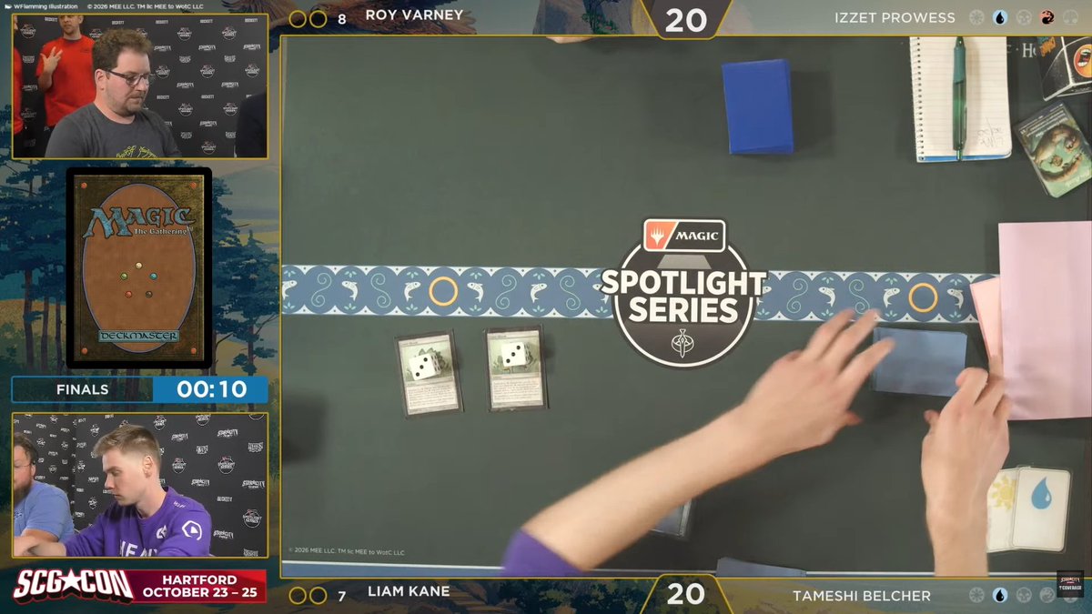 StarCityGames's tweet photo. The finals are LIVE at Magic Spotlight: The Hobbit!

Roy Varney (Izzet Prowess) vs. Liam Kane (Tameshi Belcher) for the title at #SCGDALLAS. 🏆

One match to rule them all. Tune in now!

📺 YouTube: https://t.co/ukj89mVlgi
🟣 Twitch: https://t.co/aKVXSyGGOb

#SpotlightTheHobbit https://t.co/TjB7wl1kjR