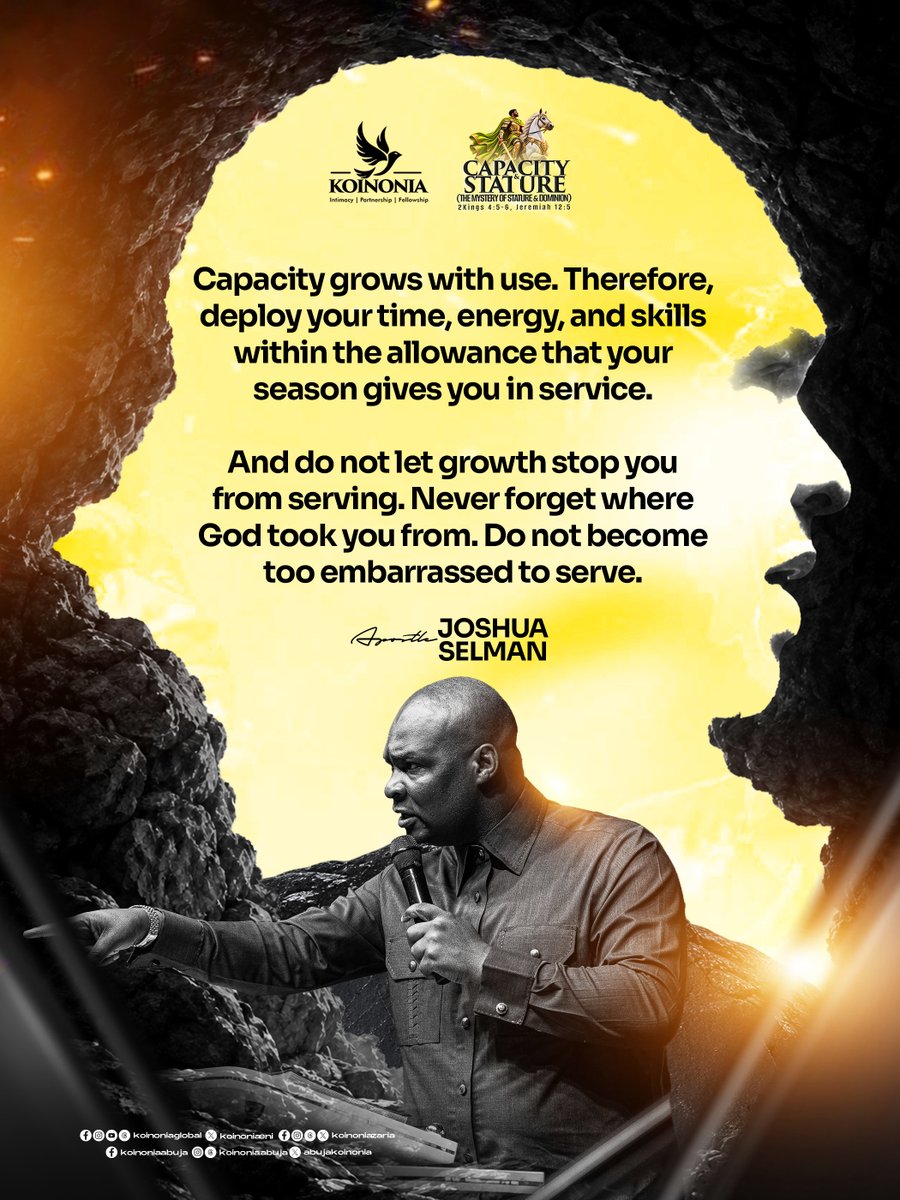 koinoniaeni's tweet photo. #ApostleJoshuaSelman
#CapacityAndStature
#TheMysteryOfStatureAndDominion
#KoinoniaAbuja
#KoinoniaZaria
#KoinoniaGlobal https://t.co/lSuuikxfzr