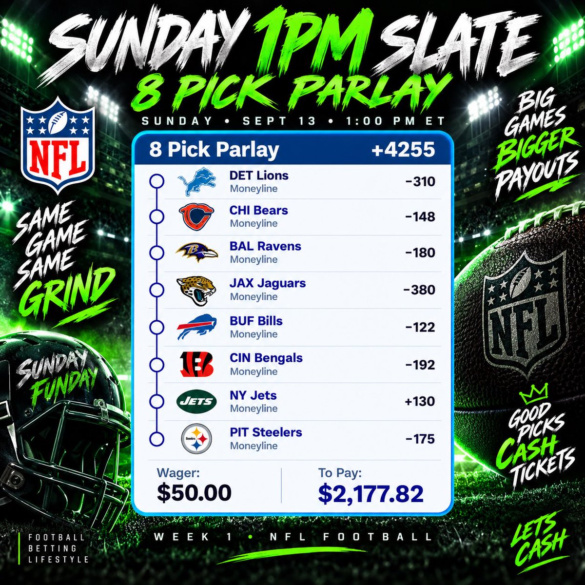 GoBirdz609's tweet photo. SUNDAY 1PM - SUNDAYS ARE FOR FOOTBALL #Gambling𝕏 #sundayfootball #weareback https://t.co/lEguZEgdml