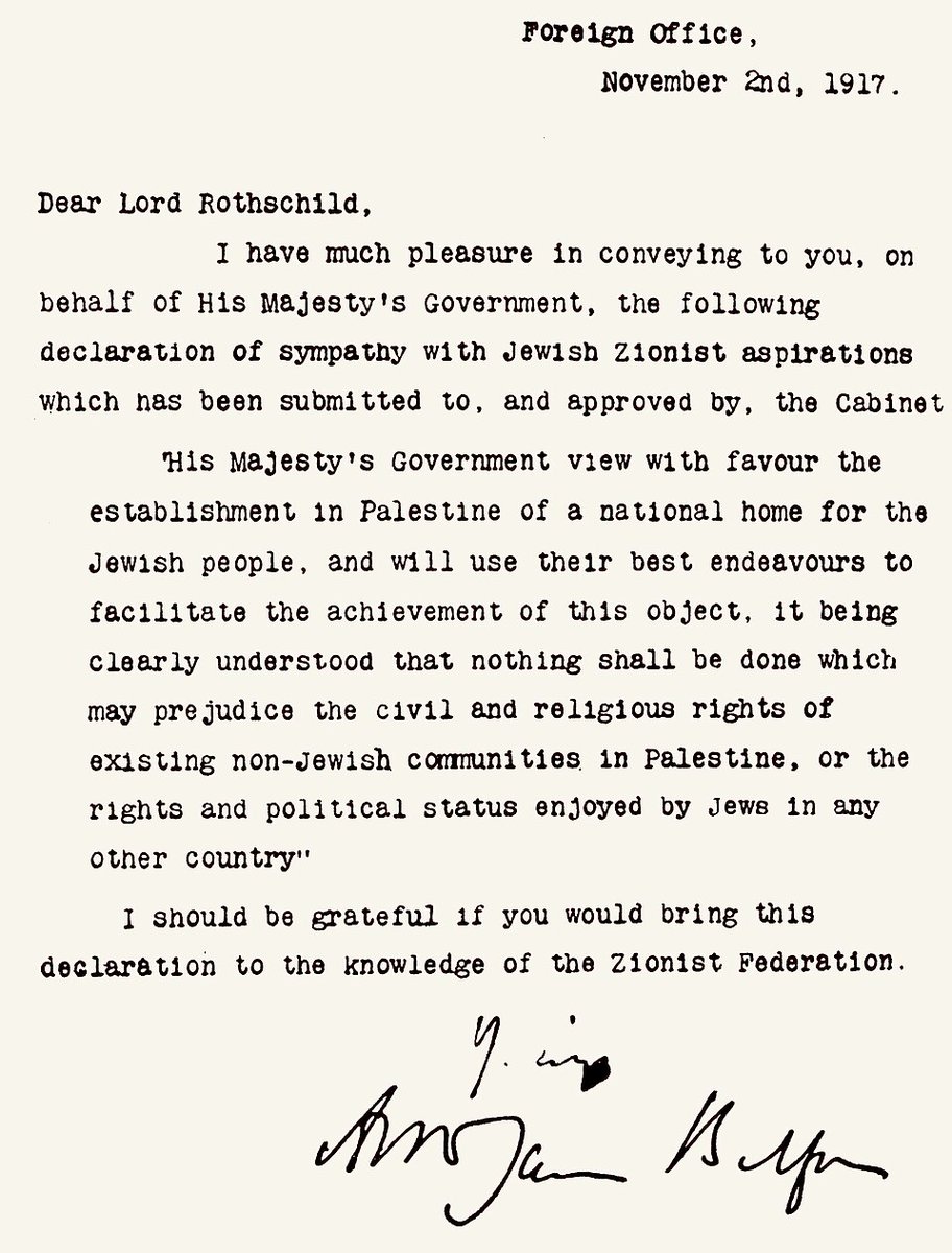SurgCleirigh's tweet photo. The Balfour Declaration was a public statement issued by the British Government in 1917 during the First World War announcing its support for the establishment of a "national home for the Jewish people" in Palestine.
https://t.co/PljIfSBiRl https://t.co/zy5j7udqST