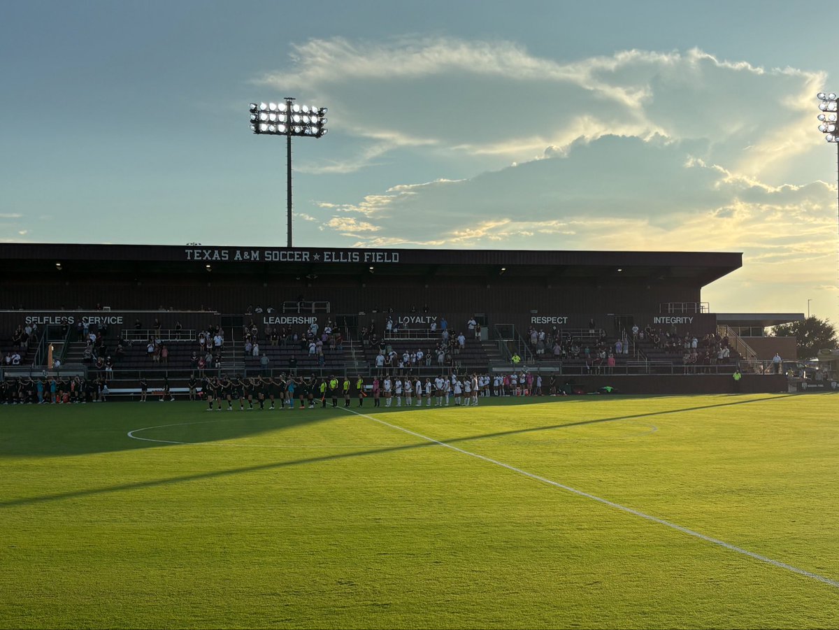 TexAgs's tweet photo. Sunday night soccer in Aggieland ⚽️

@AggieSoccer will face Stephen F. Austin in the last non-conference game ahead of SEC play 👍

#GigEm | #BTHOsfa https://t.co/cB15ITi4ue