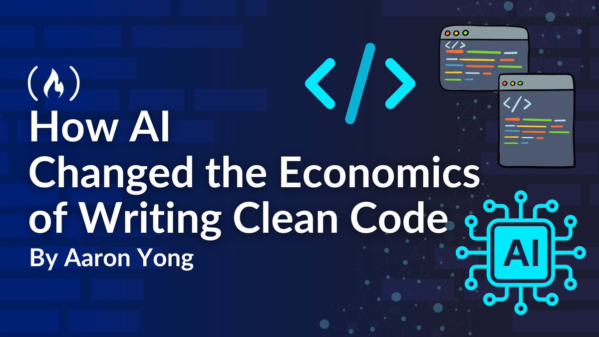 freeCodeCamp's tweet photo. AI has made writing code faster, but not necessarily cheaper in the long run.

In this article, Aaron explains how the economics of clean code are changing: code generation gets cheaper, while maintenance is the real cost.

You’ll also learn why clarity, structure, and ownership matter more in AI-assisted workflows.

https://t.co/HUxYGOvRoz