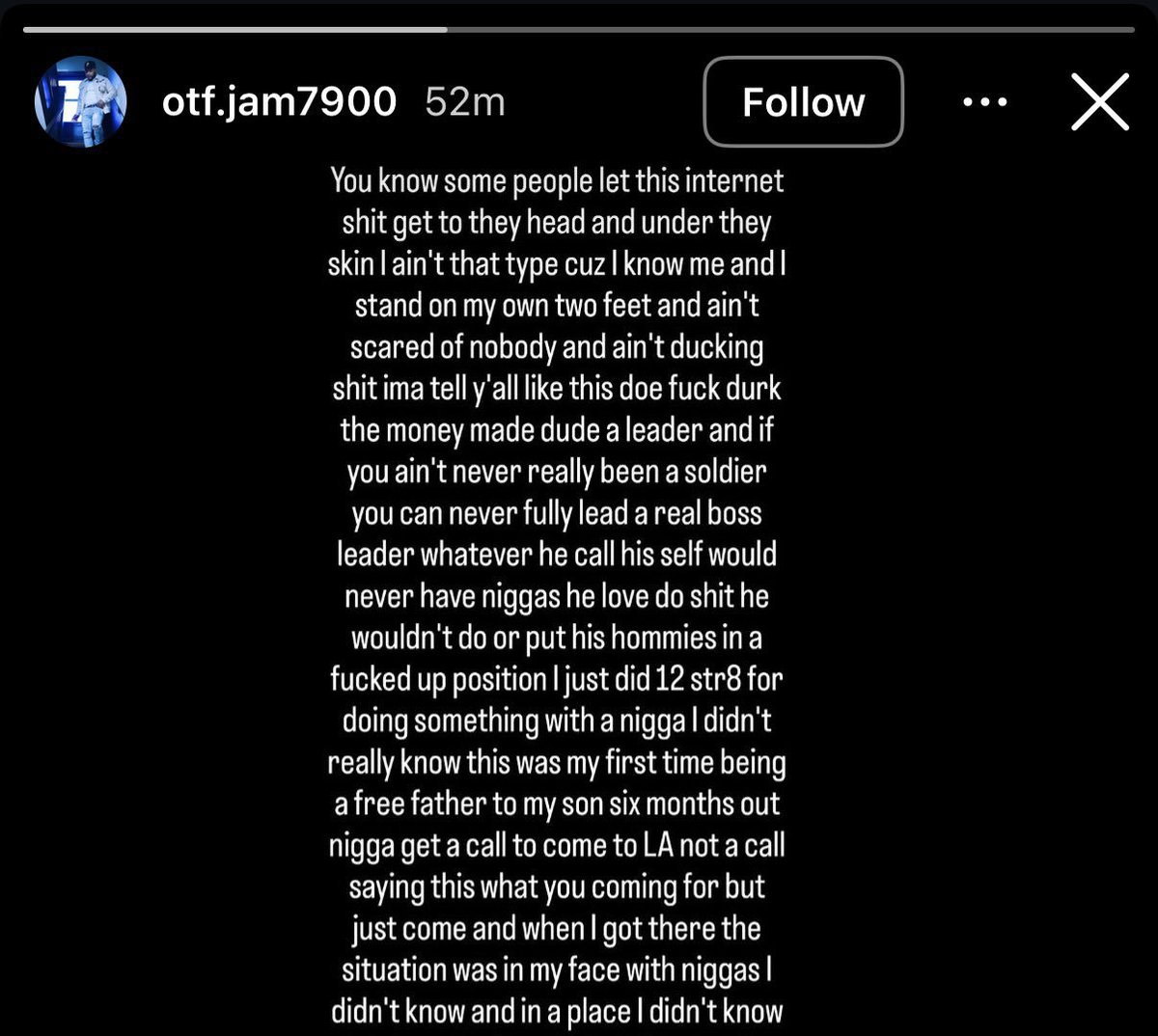 Zinx_nx's tweet photo. Jammy The Bull (OTF Jam) speaks ahead of verdict day, alleging Lil Durk sent him to commit a murder but failed to warn him when police were closing in.

He also questions Durk’s OTF leadership, claiming money put him in that position. Allegations remain unproven. https://t.co/aAPMBHStMe
