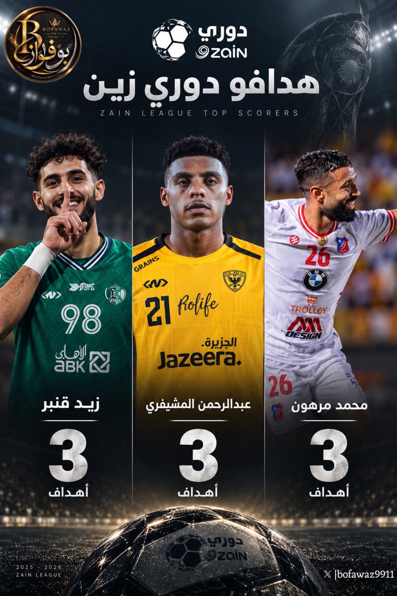 bofawaz9911's tweet photo. هدافي دوري زين بعد الجولة الثالثة https://t.co/GUL56S9Ino