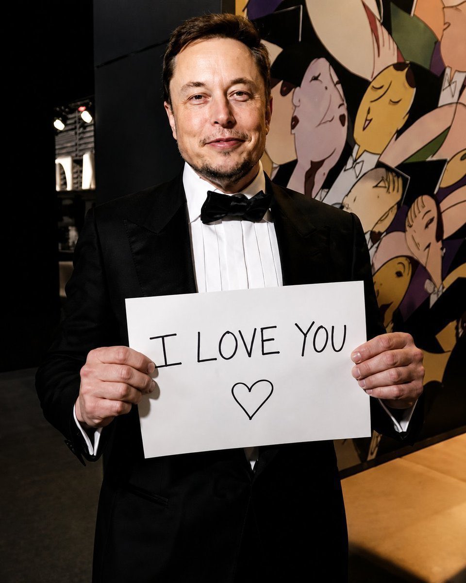 PrivatePags1jy's tweet photo. ❤️ Elon Says: "I LOVE YOU"

What's your response? 😅 

A) I love you too ❤️
B) Thanks, Elon🤝
C) Let's talk business 💼
D) Where's my Tesla? 🚗 https://t.co/kGxbbpkU7j