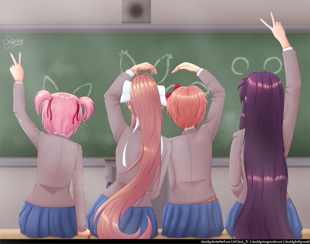 Cloud_D's tweet photo. ❤️💚 Dokis having a little fun 💙💜
#dokidokiliteratureclub #ddlc https://t.co/K9oMtG0uFO