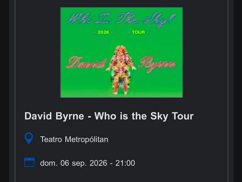 monvld_'s tweet photo. Venderé mis boletos para David Byrne. Si saben de alguien que busque boleto, que me mande mensaje a mí o a Mau porfa.

Obviamente más baratos y no vendo a revendedores. https://t.co/0PqntrZ3rW
