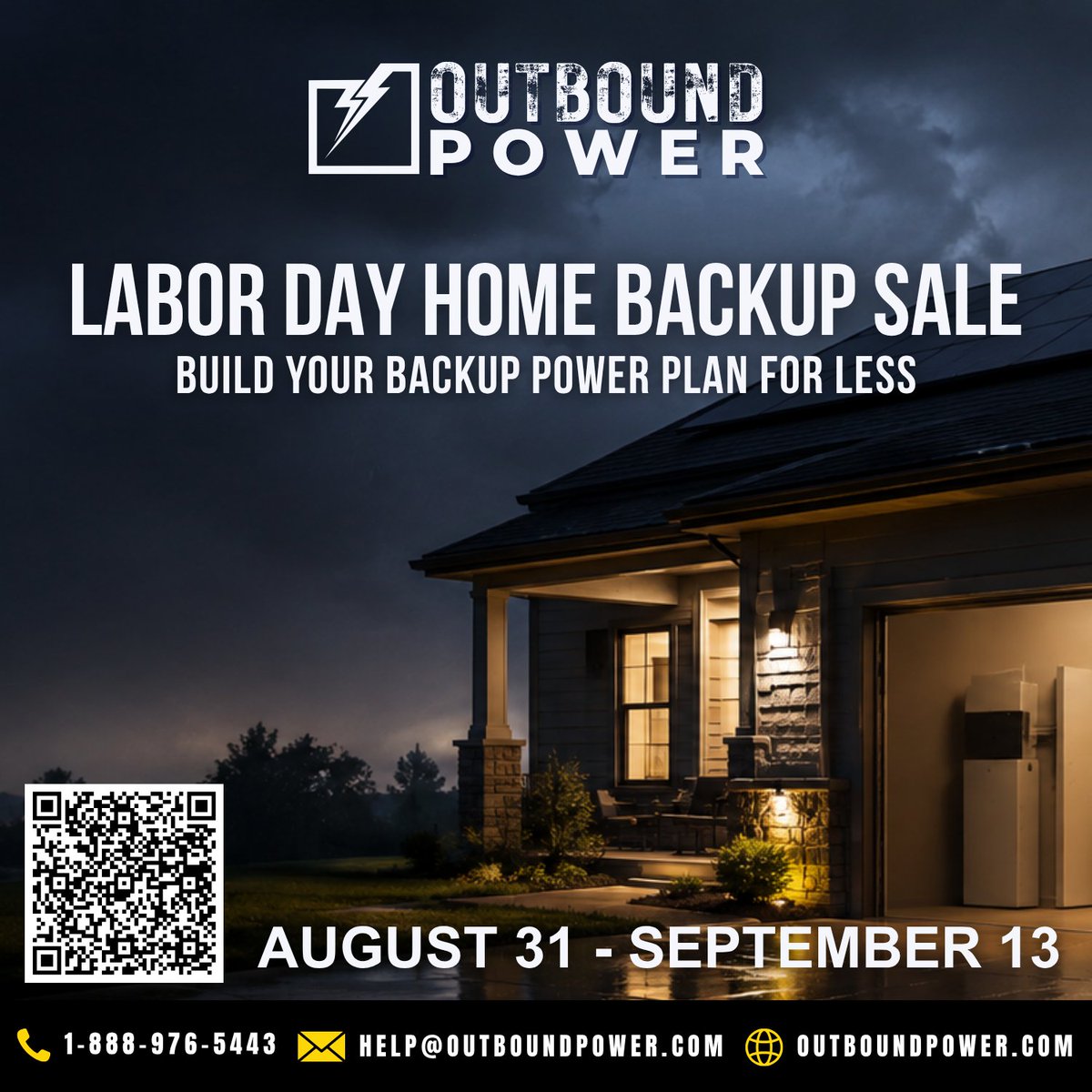 OutboundPower's tweet photo. โก Labor Day Home Backup Sale is ON!
Save on backup power solutions and build your home backup plan for less. Sale ends September 13.
Shop now: https://t.co/KCnYeKbsmA
#LaborDaySale #BackupPower https://t.co/H49IzLjF3N