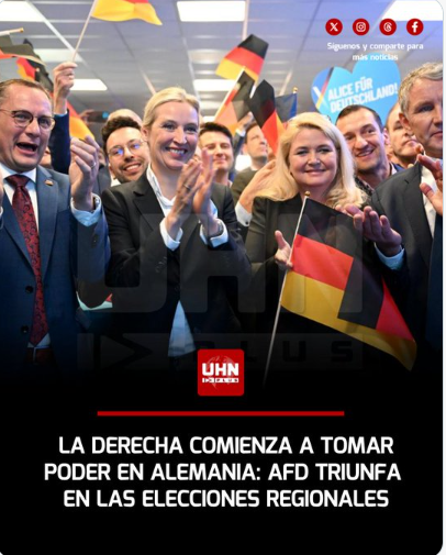 Iherreraa's tweet photo. Que la derecha gane en Alemania ya es una tendencia a nivel mundial.  Pronto será Francia, luego España.  Y en América Latina pasa lo mismo.  Esto ya no es por los bots, es porque la izquierda ha demostrado ser un fracaso donde gobierna. https://t.co/FVXzZiypeX