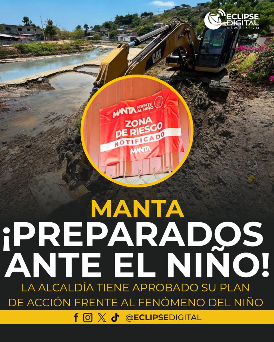 ECLIPSEINFORMAT's tweet photo. #Manta | Ante la llegada de El Niño, la Alcaldía activa su plan de prevención junto a EPAM, Gestión de Riesgos y Bomberos.
Más detalles en 👇🏼

https://t.co/YGljy64Qr1 https://t.co/683m2jmXYP