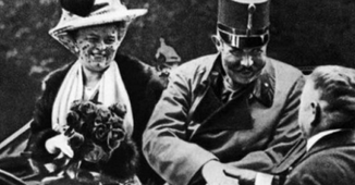 FactLabyrinth's tweet photo. This photo shows Archduke Franz Ferdinand and his wife, Sophie, in Sarajevo on 28 June 1914—the day they were assassinated. His last words to his wife were "Don't die darling, live for our children." The event triggered the First World War. https://t.co/Db5iRVXUPg