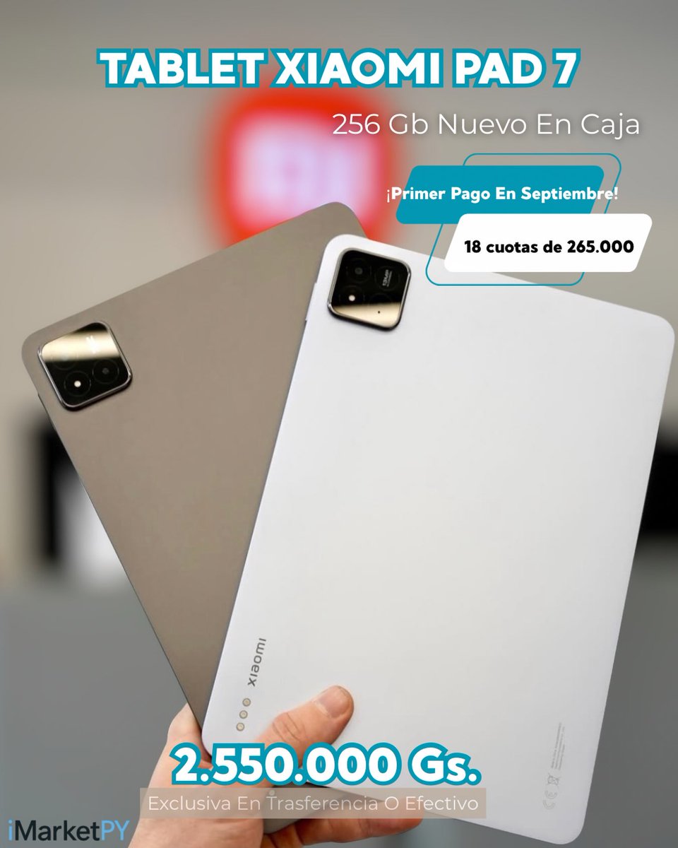 fernandokatel's tweet photo. ✨ Tu próxima tablet favorita está aquí ✨
📱 Xiaomi Pad 7
Potencia, diseño y pantalla increíble para estudiar, trabajar o disfrutar de tus series favoritas 💅🏻🩷
💸 Contado: Gs. 2. 550. 000
💳 18 cuotas de Gs. 265. 000
✨ ¡Llevátela financiada y https://t.co/bDlcSnIVkT