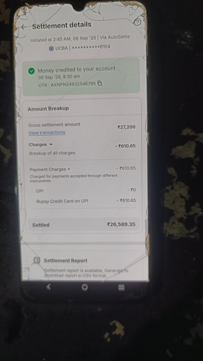 mukul7841's tweet photo. @AxisBank @AxisBankSupport I made a transaction using my rupay credit card to the merchant and after he see in the settlement he found that he got charge of Rs. 610 for which he complaint to me. I need that back.
Sharing you the reference screenshot https://t.co/sGZ2VPJh2k