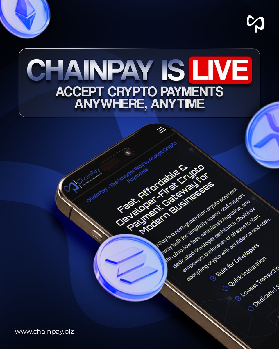 ChainPayHQ's tweet photo. ChainPay is LIVE - https://t.co/SP2UmfxZ0y https://t.co/EmVaYYcW0G