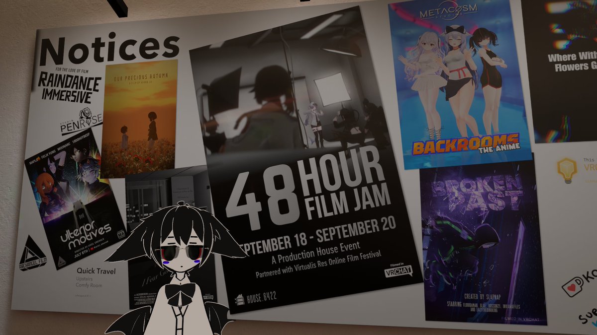 ProdHouse_VR's tweet photo. Don't forget about our 48hr Film Jam coming up soon. Now with a poster in the VFI world. 

You can still sign up here: https://t.co/54SMI3utl4

#vrchat https://t.co/uQT0M0PukK