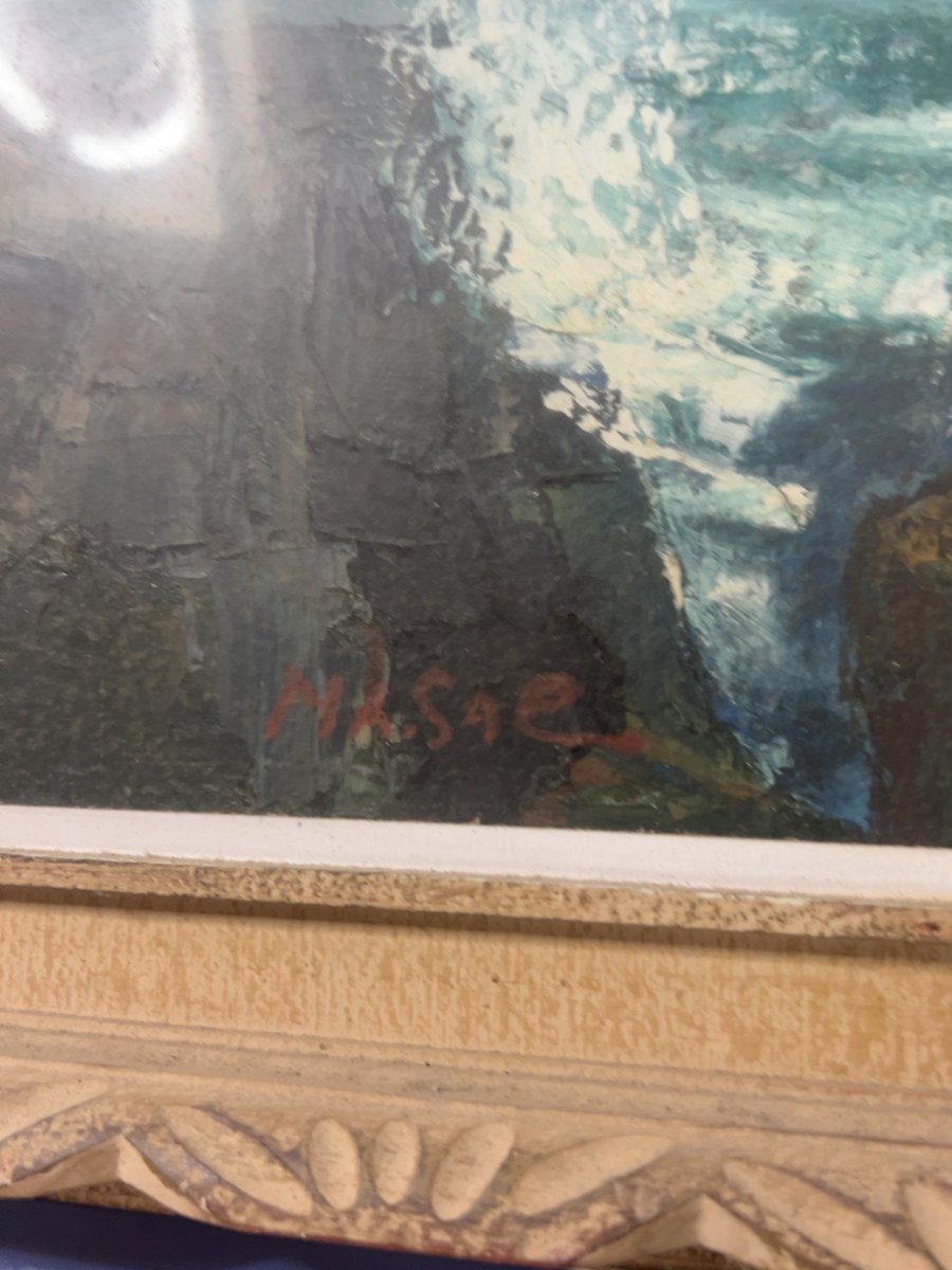 yozakura10_PSO2's tweet photo. 離れの倉庫をかたずけてたら出てきた絵画です。この人のことわかる方いたら教えてください
#拡散希望RP協力お願いします 
#拡散希望RPおよび情報提供ご協力お願いいたします https://t.co/0J2byvos8q