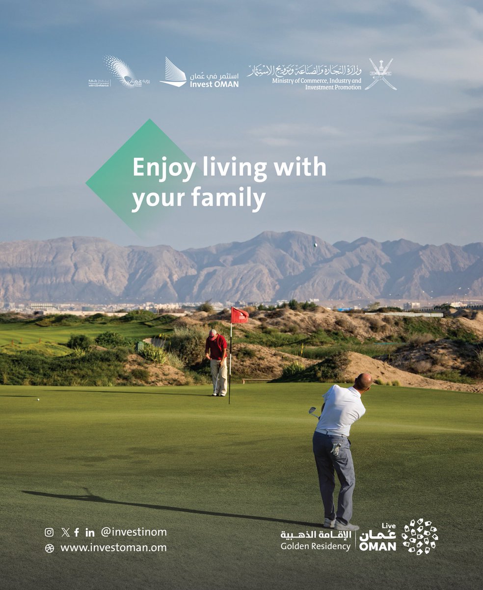 Investinom's tweet photo. Enjoy living with your family, In a safe and welcoming environment, ranked 3th globally for Quality of Life.
Explore the benefits Today: https://t.co/Ji41wTXeau
#GoldenResidency #InvestOMAN https://t.co/SGFYFbgF8C