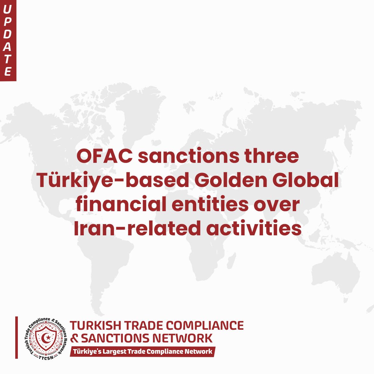 ttcsnetwork's tweet photo. OFAC has designated three Türkiye-based financial entities linked to Golden Global Yatırım Bankası under Executive Order 13902, which targets Iran’s financial sector. The action places Golden Global Yatırım Bankası and two related entities on the SDN List.
#TTCSN #TürkiyeTrade https://t.co/L7QneVqmrB