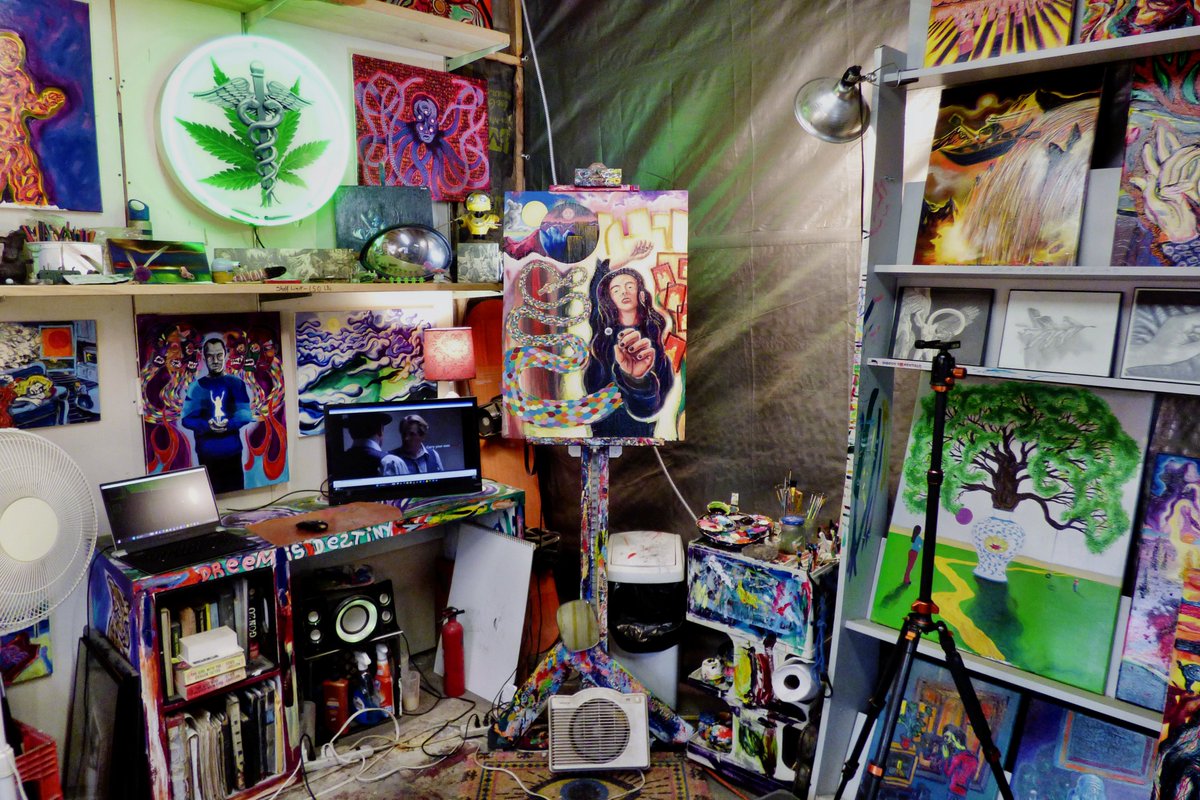 adamsturch42737's tweet photo. today at garage art working on oil painting, here we are. adam sturch 
https://t.co/qPbacStDJi https://t.co/IG3UjKeVlv