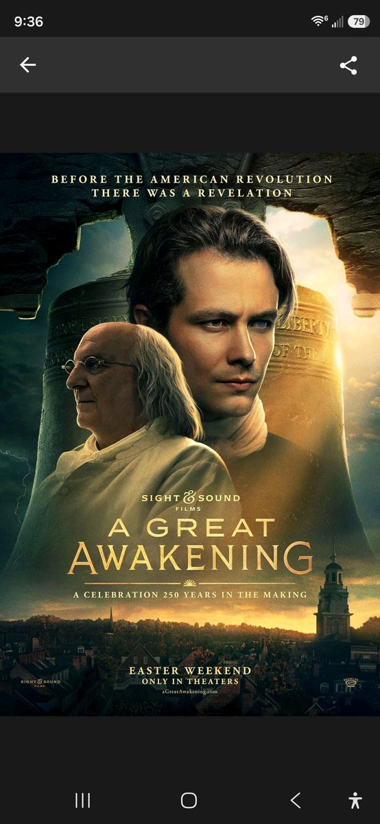 Jeff_America250's tweet photo. @stegerMG A very good  movie titled: 
"A Great Awakening"
is about the relationship between Reverend Whitfield and Benjamin Franklin that Mike mentions in this post.
I highly recommend watching it. 
Available on Prime Video https://t.co/9STPEDPGLi