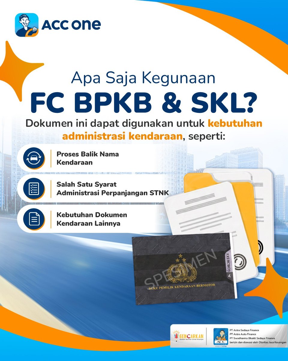 acconeid's tweet photo. Butuh fotokopi BPKB & SKL? π
Yuk, ajukan dengan mudah melalui YUNA! Ikuti langkah pengajuannya, lengkapi persyaratan, dan tunggu proses pengajuan maksimal 3Γ24 jam π
Ajukan sekarang melalui:
https://t.co/qZ0DUPhsf5 atau WA YUNA 081 1150 0599
#ACCONE #YUNA #WujudkanBersamaACC https://t.co/INwZTCN3RF