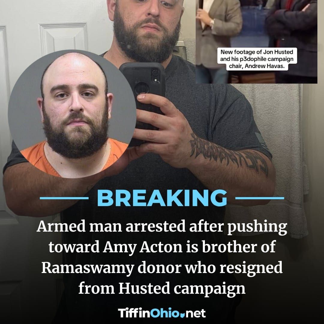 TiffinOhioNews's tweet photo. NEW: The registered Republican arrested after forcing his way toward Amy Acton while carrying two pistols and a Taser is the brother of Andrew Havas — the former Jon Husted campaign chair who resigned after scrutiny of a 2009 guilty plea in a case involving a 15-year-old and later gave more than $10,000 to Vivek Ramaswamy. Read more: https://t.co/uctpNkuUsz