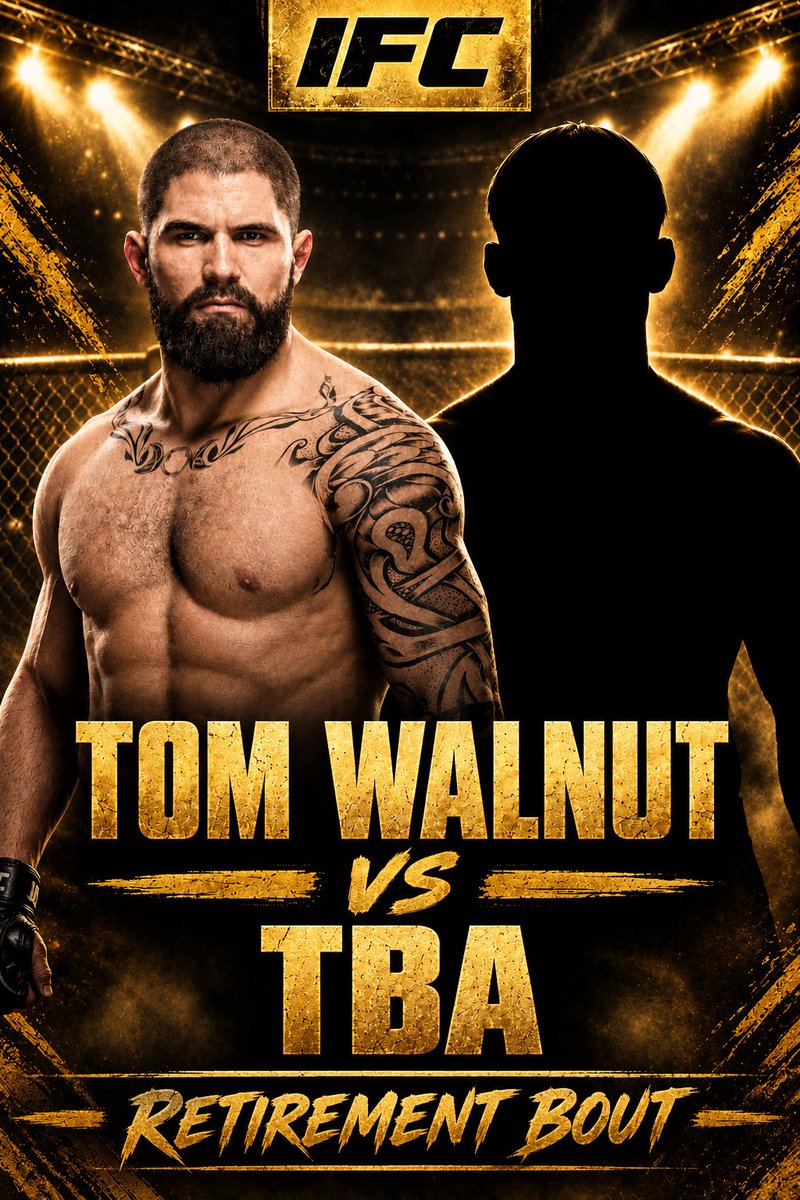 WalnutMMA's tweet photo. π¨ Tom Walnut will make the walk one last time at #IFC35
A real home send off π¬π§
Tom Walnut Vs TBA https://t.co/n9KyRoGJai