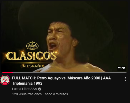 RiloOmega's tweet photo. ACABAN DE SUBIR PERRO AGUAYO VS MASCARA AÑO 2000 AL CANAL DE YOUTUBE DE #LuchaLibreAAA DE LA PRIMERA TRIPLEMANIA.

YA VUELVO. NUNCA LA HE VISTO. https://t.co/u15X9Atzbt