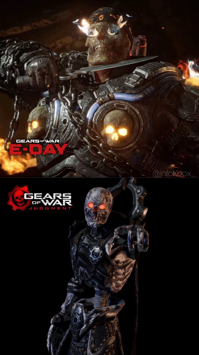 InfoXbox_'s tweet photo. Death's Rendezvous (2026) vs Epic Reaper (2013).

#GearsEday https://t.co/IJuzdcwkZM