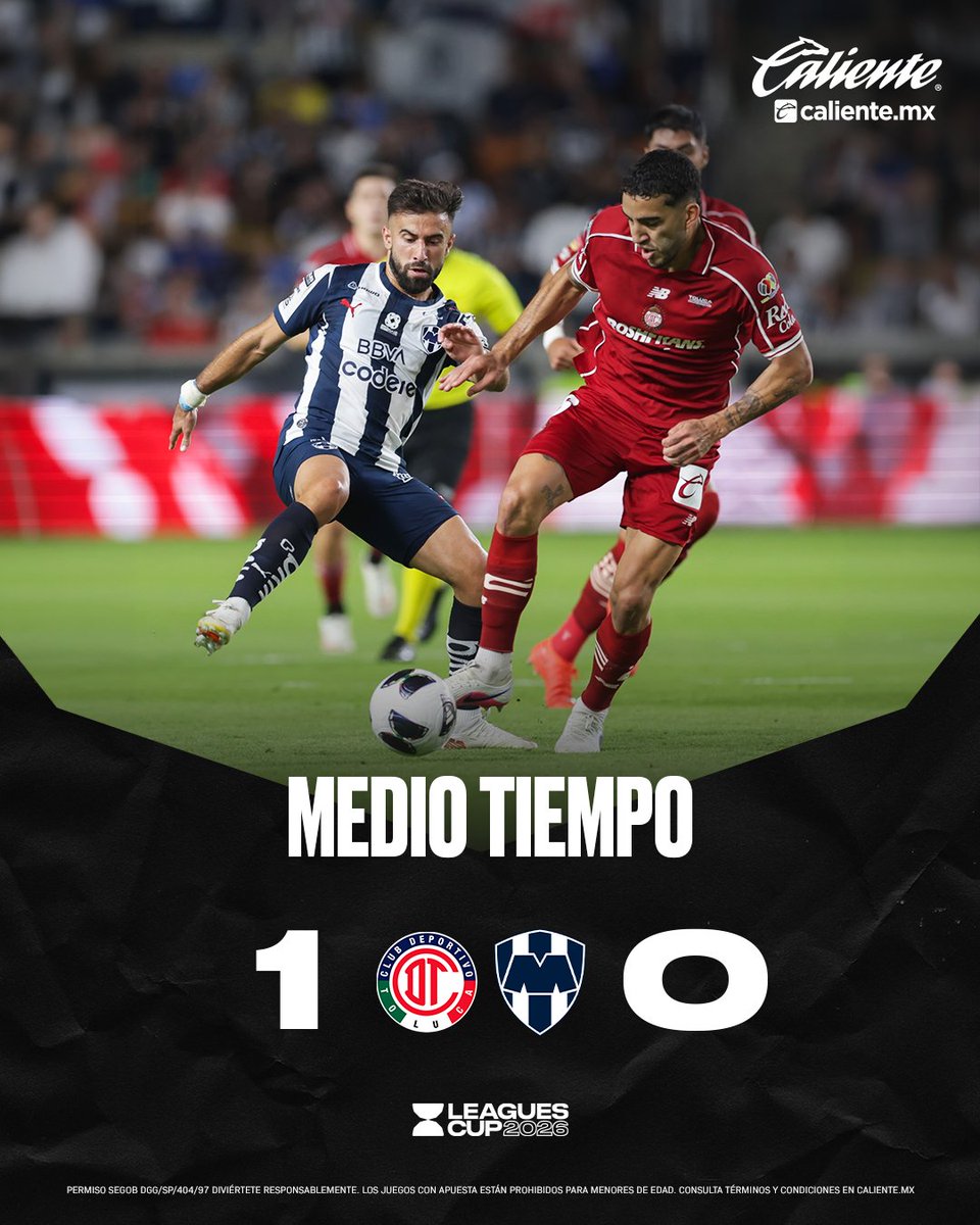LigaBBVAMX's tweet photo. Medio tiempo con ventaja para el @TolucaFC. 👹
¡Regístrate ahora en @calientesports y comienza a apostar! 📲 Da clic aquí: https://t.co/hFk6lnmKDW 🔥
#MásAcciónMásDiversión
Ve la @LeaguesCup en @AppleTV.
#FinalLC26 #LMXLC2026 | #TOL | #MTY | #MarcadorMedioTiempo https://t.co/vSy0U7huwE
