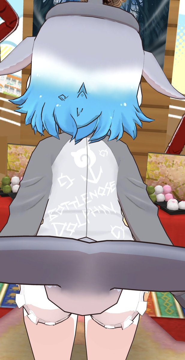 iRedify's tweet photo. Did you know Dolka-chan's name on the back of her V2 outfit is written in a scratch like style. A subtle reference to the natural scratch marks found on real dolphins 🐬 https://t.co/TgT1P01xRb