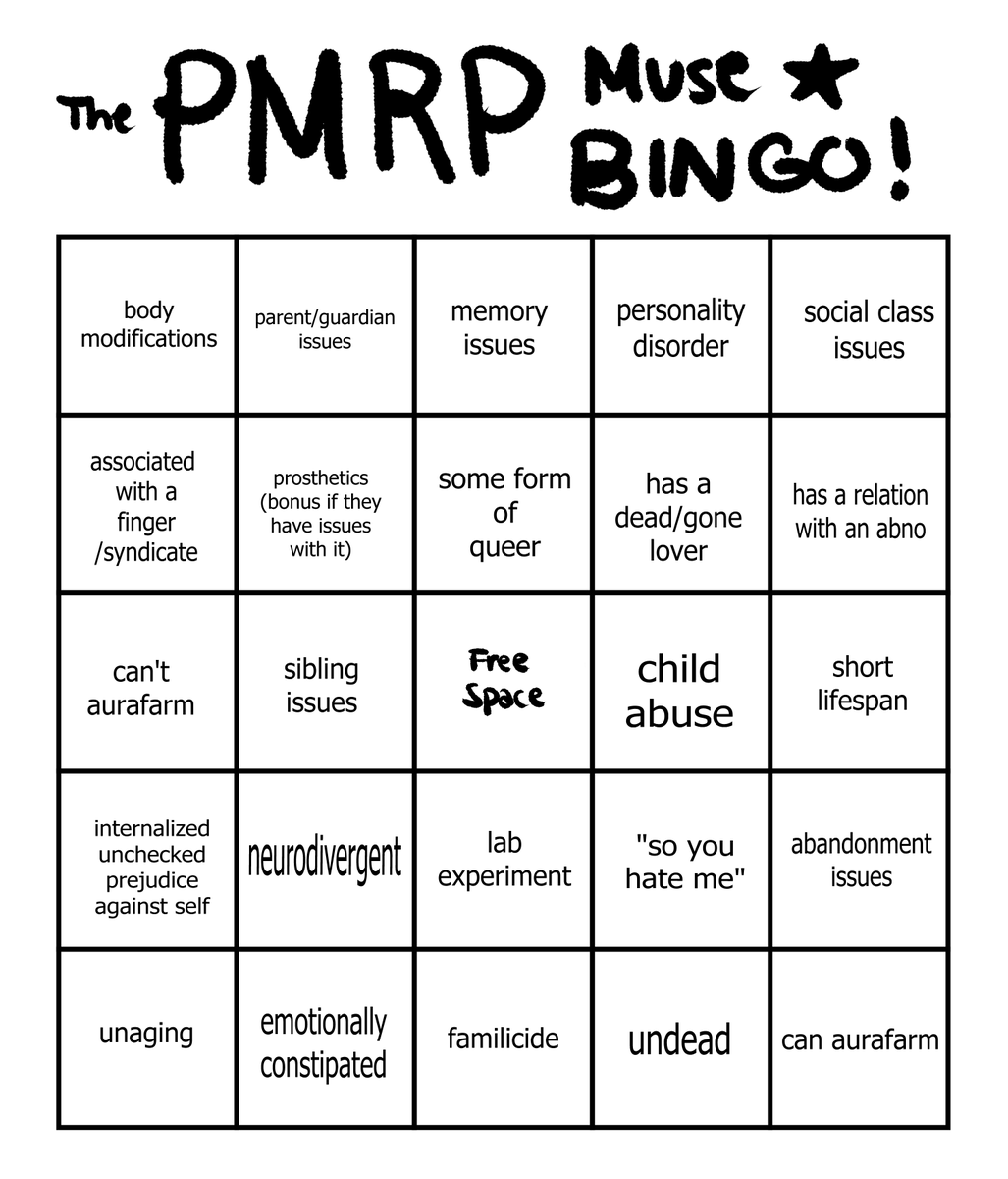 LCB_Rapunzel's tweet photo. // introducing the PMRP Muse Bingo

go fill this out in the qrts 😁😁😁😁 https://t.co/X4wUlHQzfK