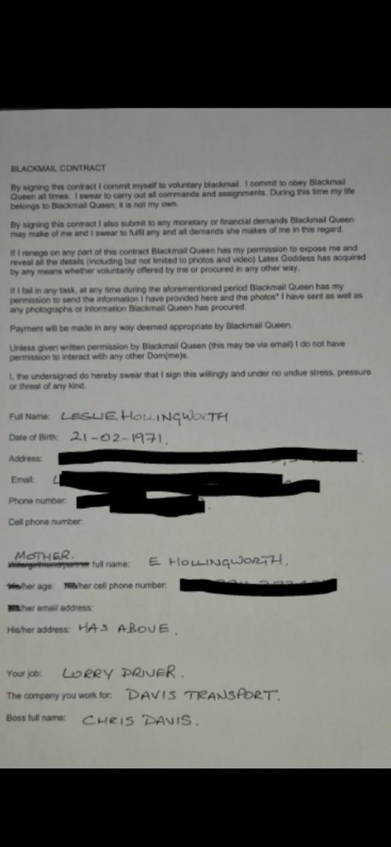Weak4lexi1's tweet photo. What do you when your sub has to with his mum because you called his wife, recorded the call and sold it?

You make him sign a new contract using his own mum as a leverage.

I don't have any recording of calls I have made to a subs' mum... Yet 😈

findom finD beta cuck blackmail https://t.co/3ZeNgXN4BZ