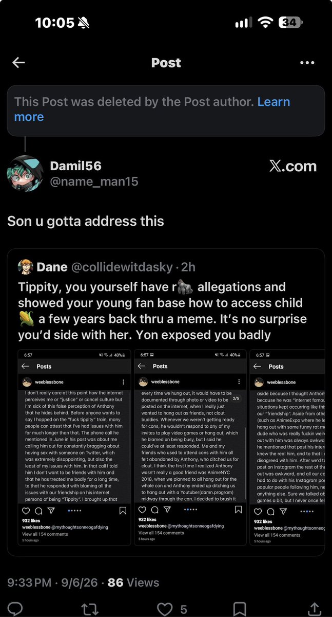 collidewitdasky's tweet photo. @walscktequation @tippity He tried to follow up tweet about something else but deleted it due to backlash. Only time will tell if he will address it https://t.co/LrJbeJa0uU
