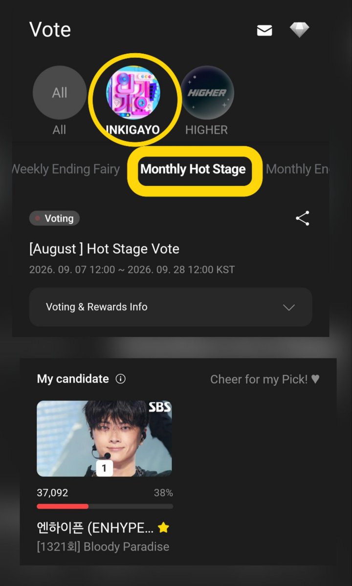 EN_SQUADVT's tweet photo. [HIGHER]— INKIGAYO MONTHLY HOTSTAGE

ENGENEs! VOTE #BLOODYPARADISE for Monthly HotStage on HIGHER APP! Remember we need to win by huge margin! DONT SPLIT VOTES BY VOTING ON RANDOM POLLS‼️

🗳️1 vote = 20 rubies (UNLIMITED)
🗓️09.28, 12PM KST
🔗https://t.co/m3FLt5gm1y
🎁👇

#ENHYPEN https://t.co/gTteSaKTHt