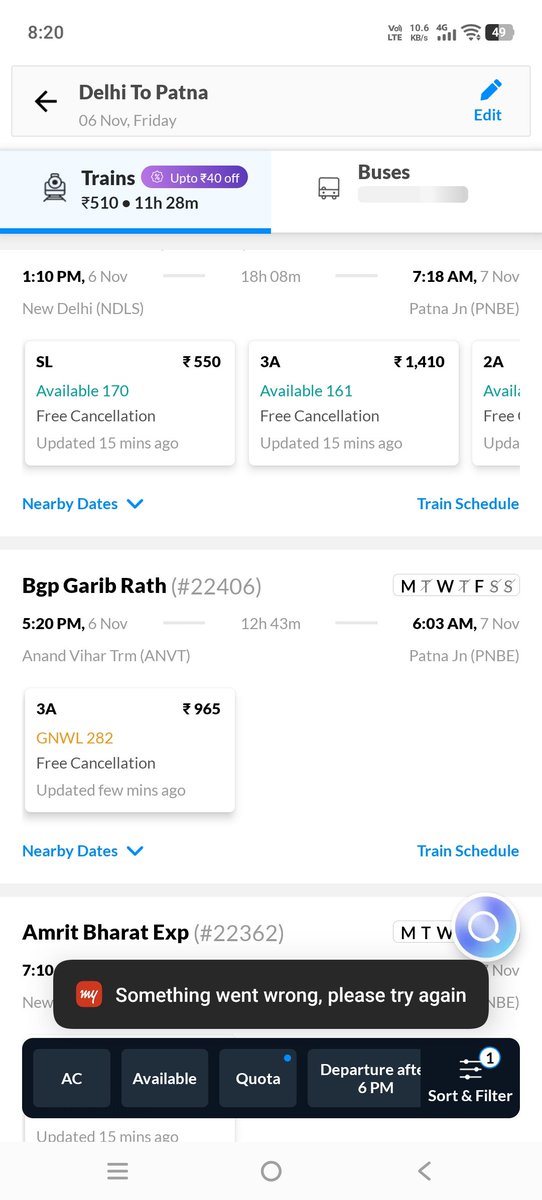 AryanSi68971681's tweet photo. How is this possible, @IRCTCofficial? Your app/site showed “server busy/technical difficulties,” yet within minutes, tickets across Delhi–Patna trains were sold/waitlisted. If genuine passengers couldn’t access IRCTC, how were tickets booked so quickly? Were agents/touts given ? https://t.co/WpwG476QzE