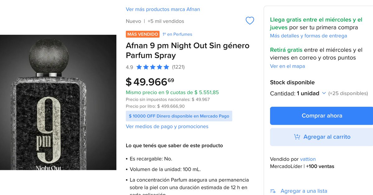 recomdigitales's tweet photo. El mejor perfume para el dia a dia. 

AFNAN 9PM no falla.

$49.966+ Envio gratis