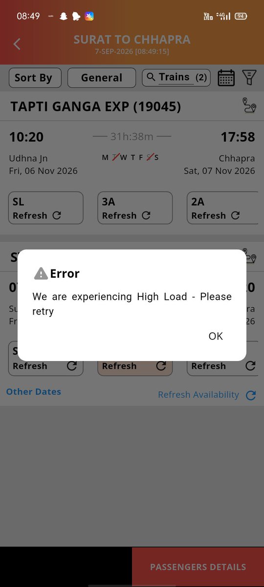 SagarBhaga76559's tweet photo. IRCTC 8:00 baje se lekar 8:50 Tak heavy load fir uske bad ticket book nahin hua https://t.co/66w9Ryp2sA