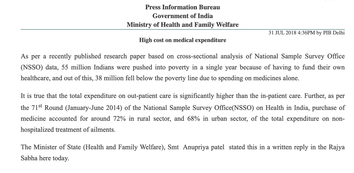 themahavir's tweet photo. Just cost of medicines push 3.8 Cr Indians into poverty.

Wow! https://t.co/YiucdM2eph